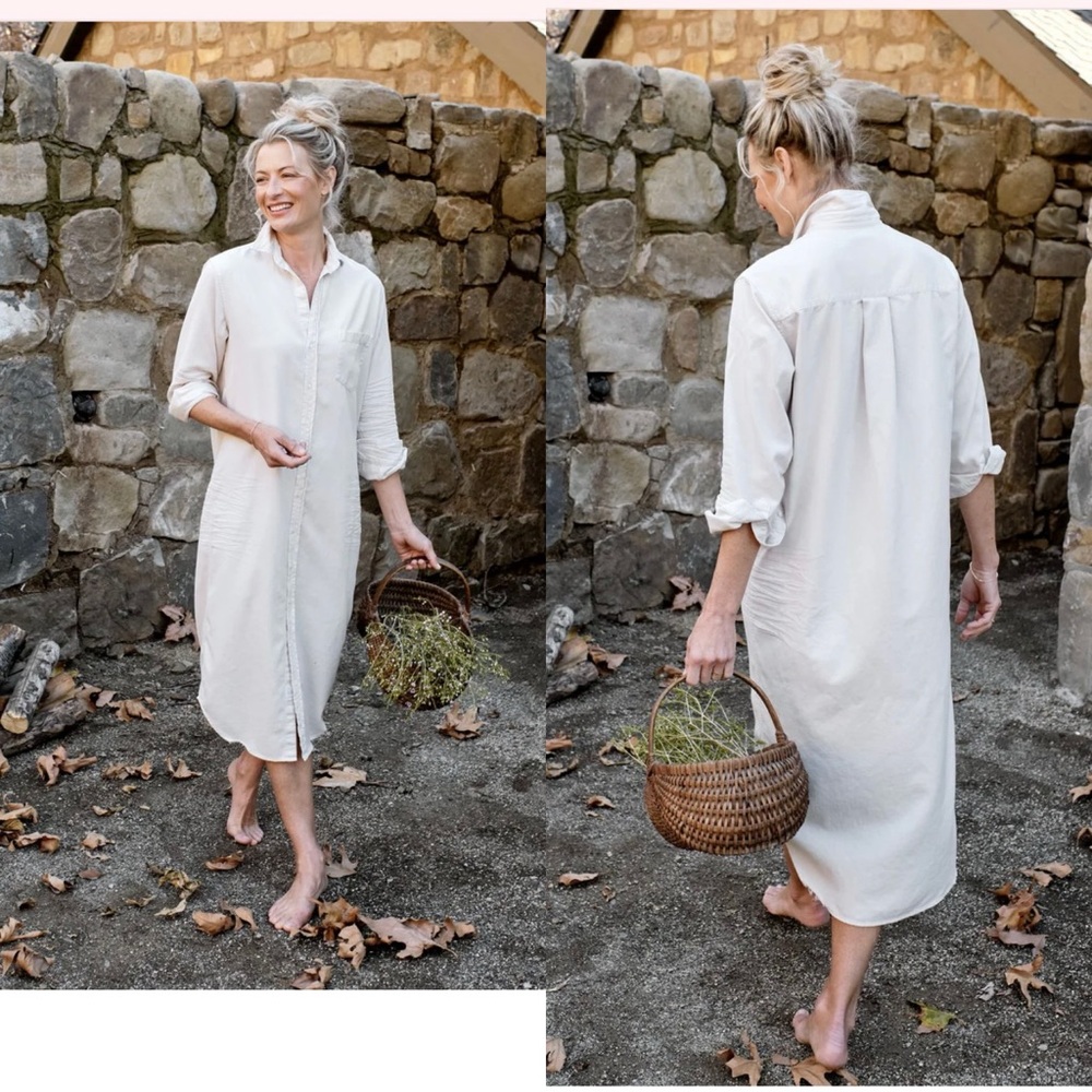 Frank & Eileen Rory Famous Denim Shirt Dress Size Small  Vintage White Maxi